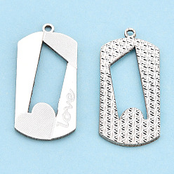 Silver 925 Sterling Silver Pendants, Rectangle Charms, Silver, 24x11x1mm, Hole: 1mm