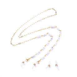 Говлит Цепочки для очков, шейный ремешок для очков, с естественными Howlite бисером, 304 нержавеющая сталь застежка когтя омара, латунные цепочки для скрепок и резиновые концы петель, 28.14 дюйм ~ 28.34 дюйм (71.5~72 см)