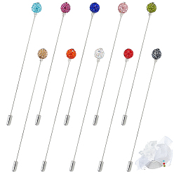 (52) Непрозрачная лаванда 10 шт. броши из полимерной глины со стразами, с медными контактами, круглые, разноцветные, 126 мм