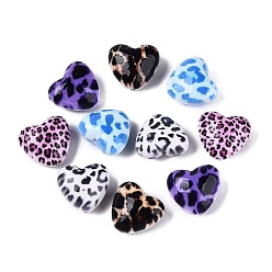 (52) Непрозрачная лаванда Непрозрачные акриловые бусины с леопардовым принтом, сердце, разноцветные, 17.5x19x11~11.5 мм, отверстие : 1.8 мм