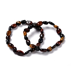 Тигровый глаз Естественно тигровый глаз бисером браслеты простирания, упавший камень, самородки, внутренний диаметр: 2 дюйм (5~5.2 см)