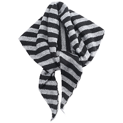 Черный Женский трикотажный шарф-треугольник из полиэстера в полоску, чёрные, 1080x370x1 мм