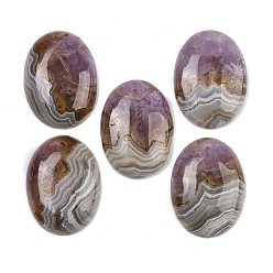 Натуральный Агат Подвески из натурального аметиста и кружевного агата, овальные амулеты, класс А, 40x30x8 мм, отверстие : 1.5 мм