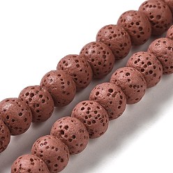 Сиена Нити бусин из натурального камня, окрашенные в лавовый камень, рондель, цвет охры, 8x5~6 мм, отверстие : 1.6 мм, около 65~66 шт / нитка, 15.75'' (40~40.5 см)