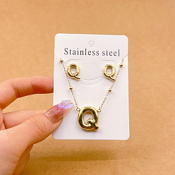 Letter Q 304 комплекты из ожерелий и серег-гвоздиков из нержавеющей стали, золотые, Буква Q, 450 мм