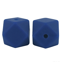 Морской Синий Восьмиугольные бусины из пищевого силикона, Marine Blue, 17 мм