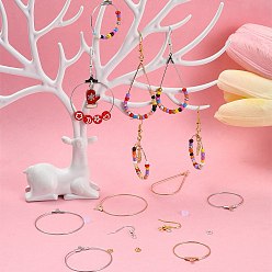 Mixed Color DIY Brass Geometry Hoop Earring Making Kit, Mixed Color, 17~19x16~18x0.8mm, Hole: 2mm