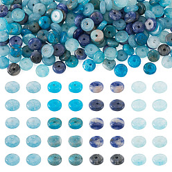 Blue 180Pcs 4 Styles Natural Apatite & Sodalite & Dyed White Jade Beads, Disc, Heishi Beads, Blue, 6~6.5x2~3mm, Hole: 0.7~1mm, 45pcs/style