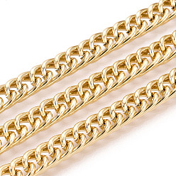 Золотой Алюминий обуздать цепи, несварные, с катушкой, золотые, 10x6.5x1 мм, около 65.62 футов (20 м) / рулон