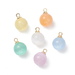 (52) Непрозрачная лаванда Круглые подвески из окрашенного натурального селенита, с латунной поручительств, золотые, разноцветные, 11.5x8.5 мм, отверстие : 1.6 мм