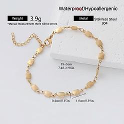 Square Elegant 304 Stainless Steel Link Chain Bracelets for Women, Golden, Square, 7.48 inch(19cm)