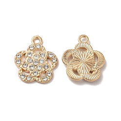 Light Gold Alloy Rhinestone Pendants, Star Charms, Light Gold, 18x15x2.5mm, Hole: 1.2mm