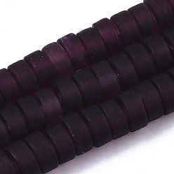 Фиолетовый Ручной работы бусины матовое бисер нитей, Heishi бусы, Диск / плоские круглые, фиолетовые, 9x4.5 мм, отверстие : 1.6 мм, около 108 шт / нитка, 19.29 дюйм