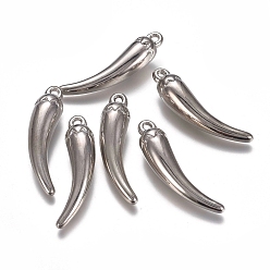 Platinum CCB Plastic Pendants, Chili, Platinum, 38x9x9mm, Hole: 1.6mm