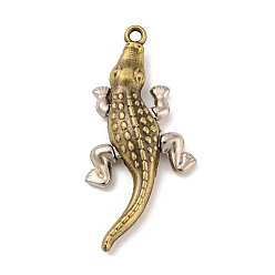 Античная Бронза Сплавочные подвески тибетского стиля, форма крокодила, античная бронза, 54.5x25x8 мм, отверстие : 2.5 мм