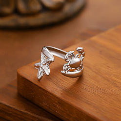 Краб 304 открытые кольца-манжеты из нержавеющей стали для женщин, цвет нержавеющей стали, краб, внутренний диаметр: 15~20 мм