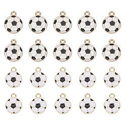 White 64Pcs 2 Styles Alloy & Enamel Pendants, Football Charms, Golden, White, 15~17x12~13.5x1~2mm, Hole: 1.6~2mm, 32pcs/style
