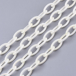 Белый Акриловые непрозрачные кабельные цепи, AB цвет, лошадиный глаз , белые, 13x8x2 мм, 18.5 дюйм ~ 19.29 дюйм (47~49 см) / нить