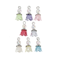 (52) Непрозрачная лаванда Жемчужина из абс-пластика с акриловыми подвесками, цветок, разноцветные, 19x11 мм, отверстие : 2.8 мм