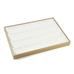 Белый 4 ряды подносов для подвесок для ювелирных изделий из искусственной кожи, Прямоугольный настольный органайзер без крышки, Для подвески, белые, 35x24x3 см