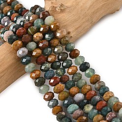 Океанический Джаспер Естественно океан пряди яшма шарик, граненые, рондель, 5.5~6.5x4.5 мм, отверстие : 1 мм, около 91~94 шт / нитка, 15.35'' (39 см) ~ 15.43'' (39.2 см)