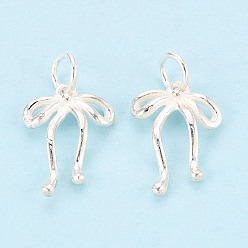 Серебро 925 стерлингов серебряные подвески, бантом прелести, с прыжковых колец, серебряные, 16.5x11.5x3 мм, отверстие : 4 мм