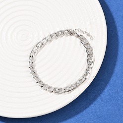 Нержавеющая Сталь Цвет 304 Браслеты из нержавеющей стали с панцирной цепью для женщин, цвет нержавеющей стали, 7-1/8 дюйм (18.2 см)