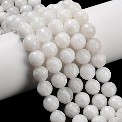 Rainbow Moonstone Бусины из натурального радужного лунного камня, граненые, круглые, 10 мм, отверстие : 1 мм, около 38~39 шт / нитка, 15.16'' (38.5 см)