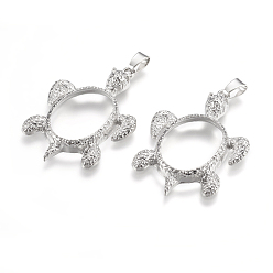 Платина Подвеска кабошона с подвеской сплава, черепаха, платина, овальный поднос: 23x17 мм, 47x32.5x5 мм, отверстие : 3.5x7 мм