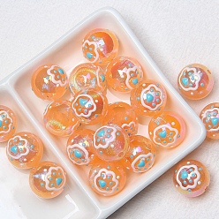 Paw Print Оранжевые акриловые бусины, круглые, отпечаток лапы, 16 мм