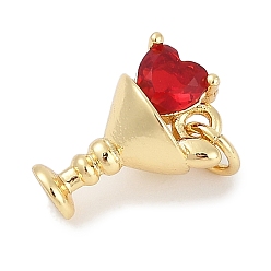 Настоящее золото 18K Латунные микро проложить кубического циркония подвески, чашка прелести, долговечный, без свинца и без кадмия, стойки покрытие, с целью перехода в кольце, реальный 18 k позолоченный, 14.5x10.5x8 мм, отверстие : 3 мм