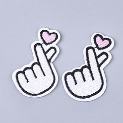 Белый Компьютеризированная вышивка ткань железа на патчи, аксессуары для костюма, аппликация, жест, белые, 53x53x1.5 мм