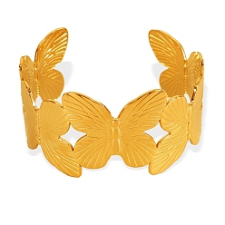 Золотой Браслеты-манжеты из нержавеющей стали для женщин, бабочка, золотые, 6-7/8 дюйм (17.6 см)