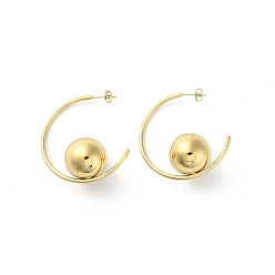 Real 18K Gold Plated Ion Plating(IP) 304 Stainless Steel Stud Earrings Hand Polished, Round, Real 18K Gold Plated, 41x2mm