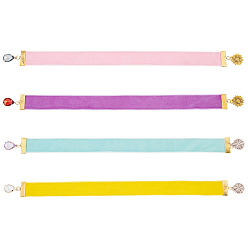 (52) Непрозрачная лаванда Закладки из бархатной ленты, Подвеска в форме подсолнуха из смолы и горного хрусталя, разноцветные, 300 мм, 4 цвет, 1 шт / цвет, 4 шт / комплект