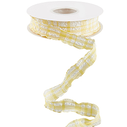 Желтый Тканевая клетчатая лента, гофрированные подарочные упаковочные ленты, для волос бант букет подарки упаковка, желтые, 1 дюйм (25 мм), около 10.00 ярдов (9.14 м) / рулон