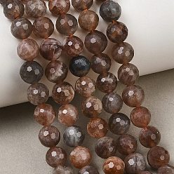 Black Moonstone Натуральный черный лунный камень бисер пряди, граненые, круглые, 8~8.5 мм, отверстие : 1 мм, около 46 шт / нитка, 15.16 дюйм (38.5 см)