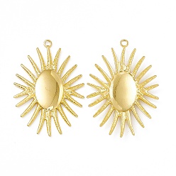 Настоящее золото 18K Ионное покрытие (ip) 304 подвески из нержавеющей стали, очарование солнца, реальный 18 k позолоченный, 34x22.5x2 мм, отверстие : 1.4 мм