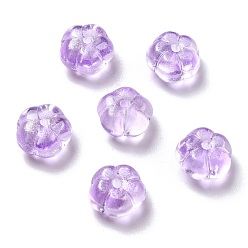 Сливовый Прозрачные стеклянные бусины, с блеском порошок, тыква, слива, 9.5~10x6 мм, отверстие : 1.2 мм