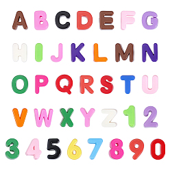Mixed Shapes 144pcs perles européennes acryliques opaques, Perles avec un grand trou   , Lettre az et chiffre 0~9, formes mixtes, 19.8~21x8.7~18.3x13.6~13.8mm, Trou: 6.3mm, 138~252 pcs / 500 g