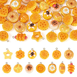 Mixed Shapes 40 кулоны из смолы, тема хлеба, с платиновой петлей, разнообразные, 19~27.5x13.5~19.5x6.5 ~~ 13 мм, отверстие : 2 мм