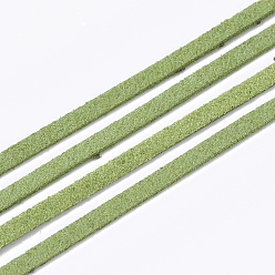 Yellow Green Faux Suede Cord, Faux Suede Lace, Yellow Green, 2.5~2.8x1.5mm, about 1.09 yards(1m)/strand