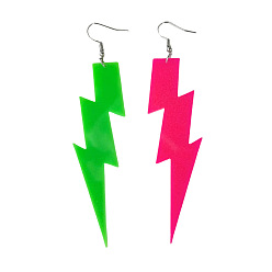 (52) Непрозрачная лаванда Акриловые серьги-подвески в виде молнии, платина, разноцветные, 113x28 мм