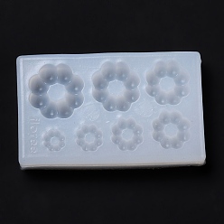 White DIY Pendants Silicone Molds, Resin Casting Pendant Molds, For UV Resin, Epoxy Resin Jewelry Making, Flower, White, 45x28x7mm, Inner Diameter: 5~14X5~14mm