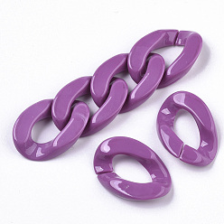 Magenta Opaque Acrylic Linking Rings, Quick Link Connectors, for Curb Chains Making, Twist, Magenta, 30x21x6mm, Inner Diameter: 16x8mm