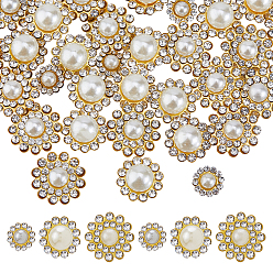 Белый 160 шт. стеклянные стразы пришивные, цветок, с золотистой железной основой, белые, 9.5~13x6.5~7.5 мм, отверстие : 3.5 мм