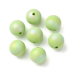 Желто-Зеленый УФ-покрытие радужными переливающимися акриловыми бусинами, круглые, желто-зеленый, 16 мм, отверстие : 2.5 мм