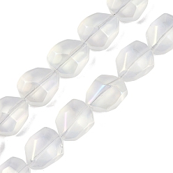 Прозрачный АВ Стеклянные бусины с гальваническим покрытием , матовые, граненая полигона, ясно AB, 12.5x9.5x7 мм, отверстие : 1 мм, около 50 шт / нитка, 23.86'' (60.6 см)