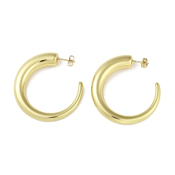 Настоящее золото 18K Ионное покрытие (ip) 304 серьги-гвоздики из нержавеющей стали для женщин, тороидальный, реальный 18 k позолоченный, 45.5x8.5 мм