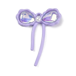 Лиловый Подвески из золотистого сплава, с пластиковой жемчужины, бантом, сирень, 29.5x22.5x5 мм, отверстие : 1.5 мм
